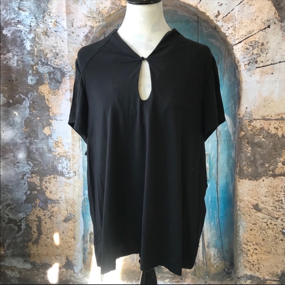 Modcloth Lovely Retro Look Black Keyhole Blouse